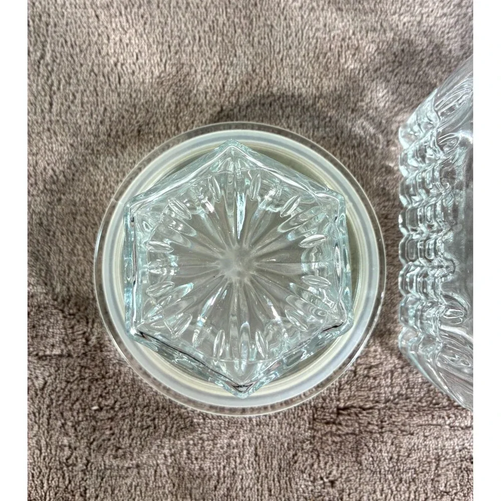 Vintage Clear Glass Apothecary Candy Cookie Storage Jar Canister w Lid 7 Inch